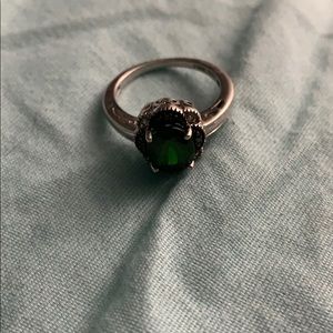 green chrome diopside sterling silver ring